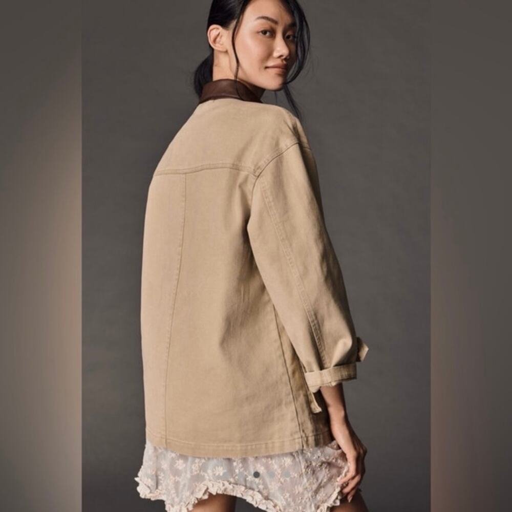 Pilcro Anthropologie Barn Jacket – XL – Tan w/ Faux Leather Collar - Picture 4 of 12